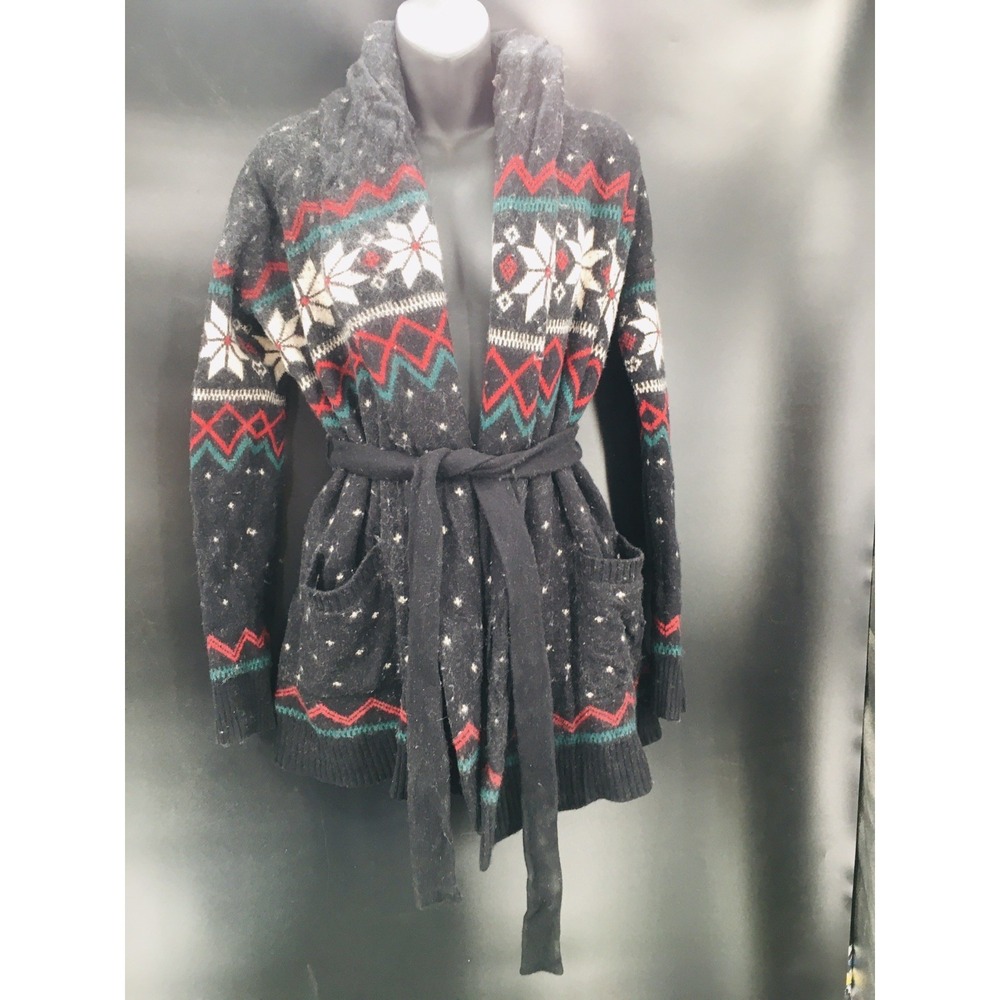 Lauren Ralph Lauren Black Label Holiday Sweater Cardigan Snowflakes Women's S